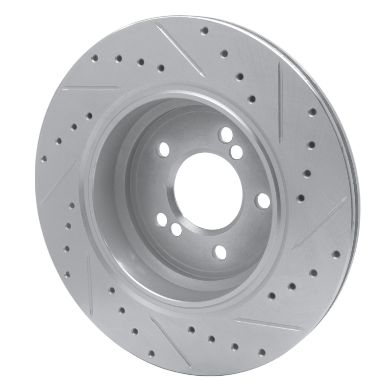 BMW M5 Brake Rotor (1) - Rear Left - R1 Concepts - Drilled & Slotted - Silver - `00-`06